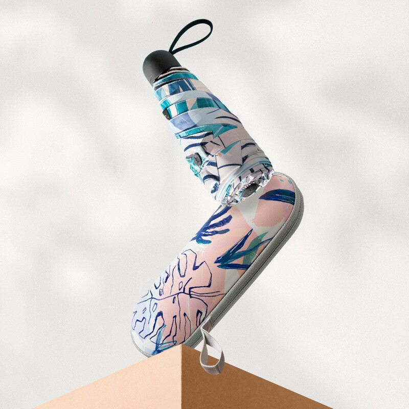 蕉下便携迷你巴掌太阳伞防紫外线防晒遮阳伞拇指伞小巧雨伞女绿萦胶囊壳小巧五折