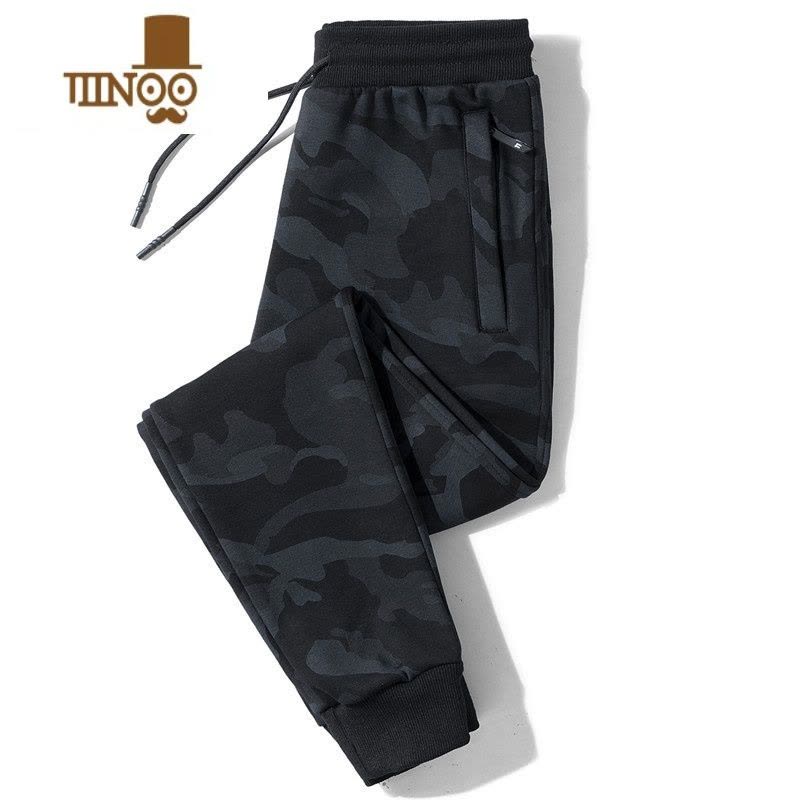 YANXU迷彩长裤子小脚休闲运动裤男春宽松加肥加大码加绒加厚图片