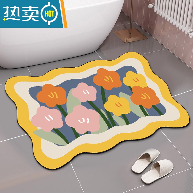 XIANCAI浴室地垫硅藻泥吸水脚垫卫生间厕所门口防滑速干门垫洗手间地毯高清大图