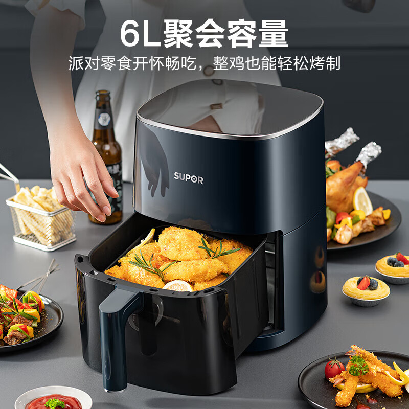 苏泊尔空气炸锅6L烹饪可视乐享美味蒸汽嫩炸KD60D830高清大图