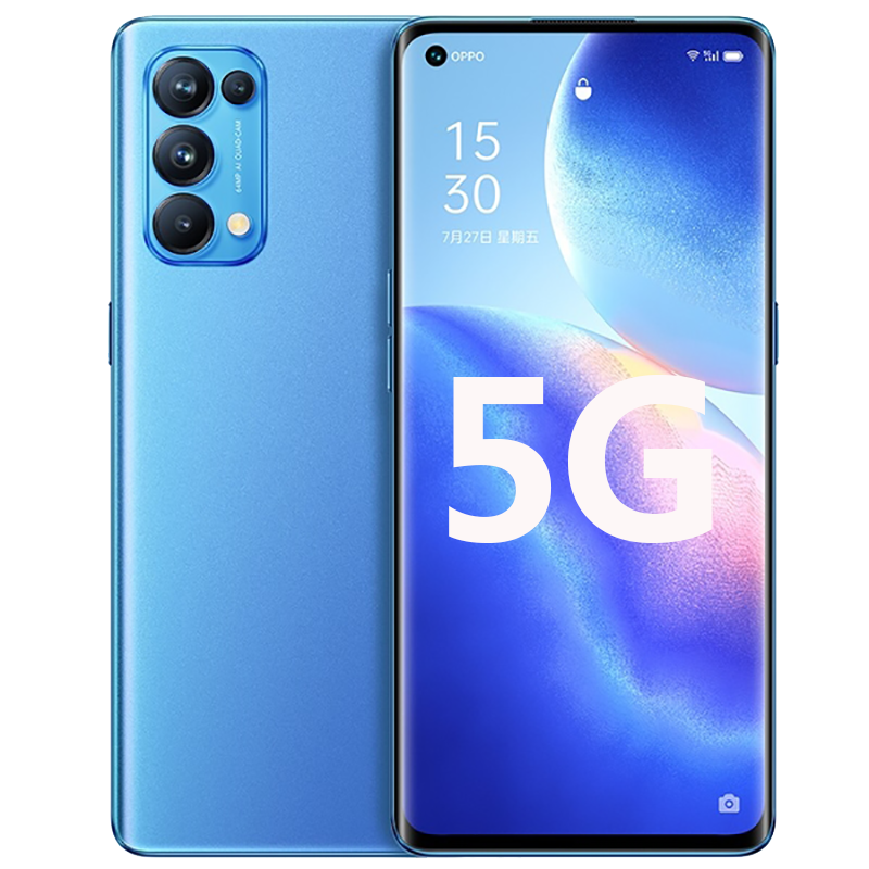 二手9成新opporeno5pro5g极光蓝8g128g全网通安卓手机655英寸屏电信