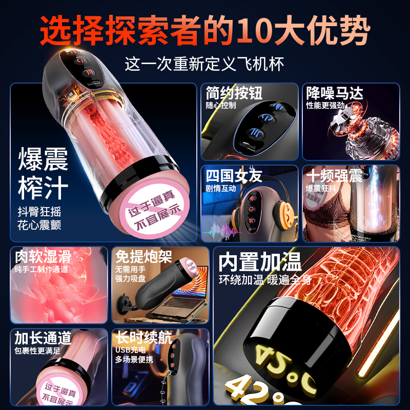 飞机杯男用电动全自动伸缩男士自慰神器脱敏训练处女可插入趴着玩高清大图
