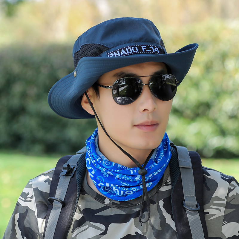 盛世尼曼渔夫帽男夏季帽子大檐遮阳帽户外登山太阳帽男士骑车旅游帽子