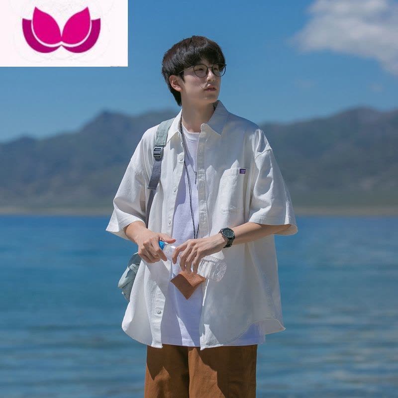 七斓cityboy复古衬衫男夏季薄款潮流短袖衬衣设计感小众外套图片