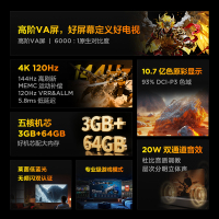雷鸟鹏6 24款 65英寸电视 家电国家补贴 3+64GB电视机65S375C-JN