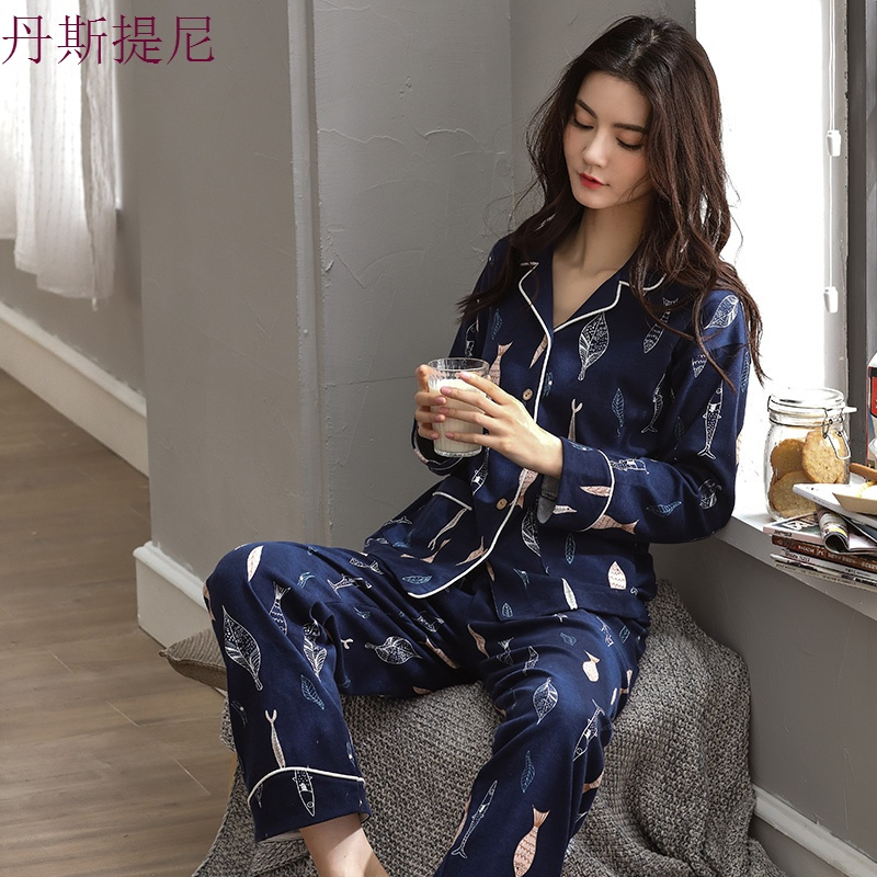 大码睡衣女胖mm200斤秋日系女士开衫纯棉长袖春秋宽松家居服套装