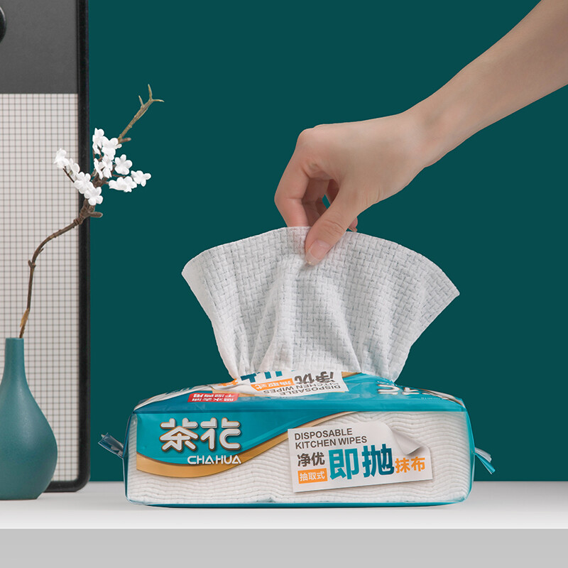 茶花(CHAHUA)懒人抹布一次性无纺布厨房吸油纸巾22*20cm洗碗布150片高清大图