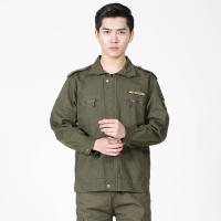 军迷服饰户外迷彩服套装男春秋长袖耐磨劳保服野战作训服军绿色工作服 165 军绿陆款