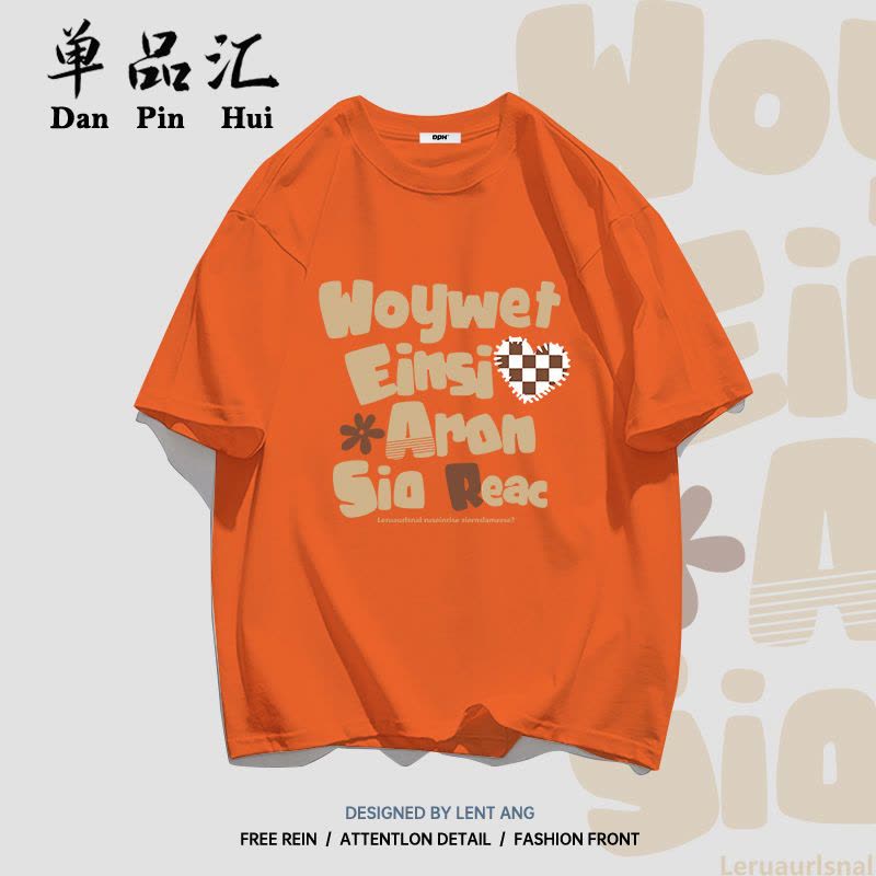 单品汇 纯棉T恤男女夏季新款短袖学生情侣卡通字母印花宽松上衣潮图片