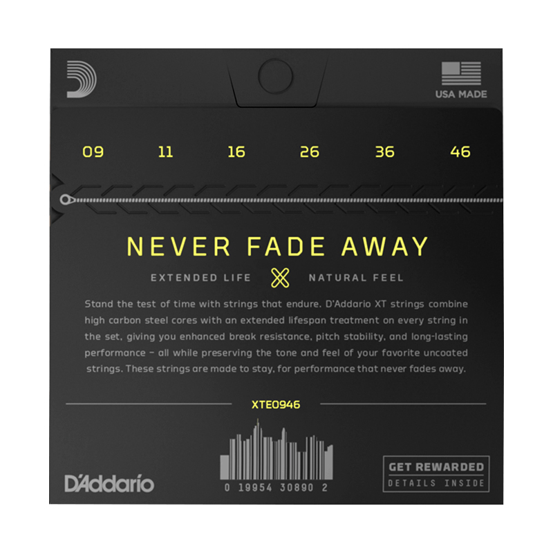 达达里奥(D’Addario)XTE0946 电吉他碳素钢弦 手感细款电吉他琴弦009-046美产原装进口