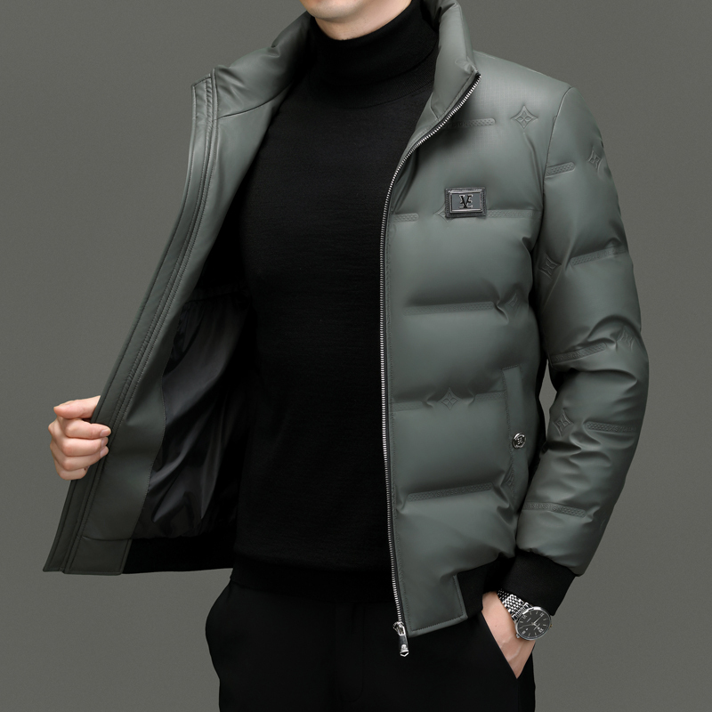 花花公子品牌男装90鸭绒短款羽绒服男立领时尚保暖外套服饰冬新款