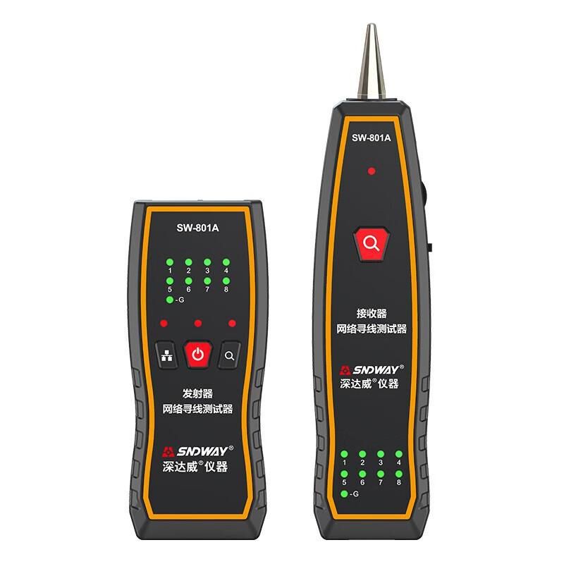 深达威SW-801A RJ11和RJ45双接口 寻线对线线序开路测试视频线均可测最高带电测试电压60V 台 网络寻线仪