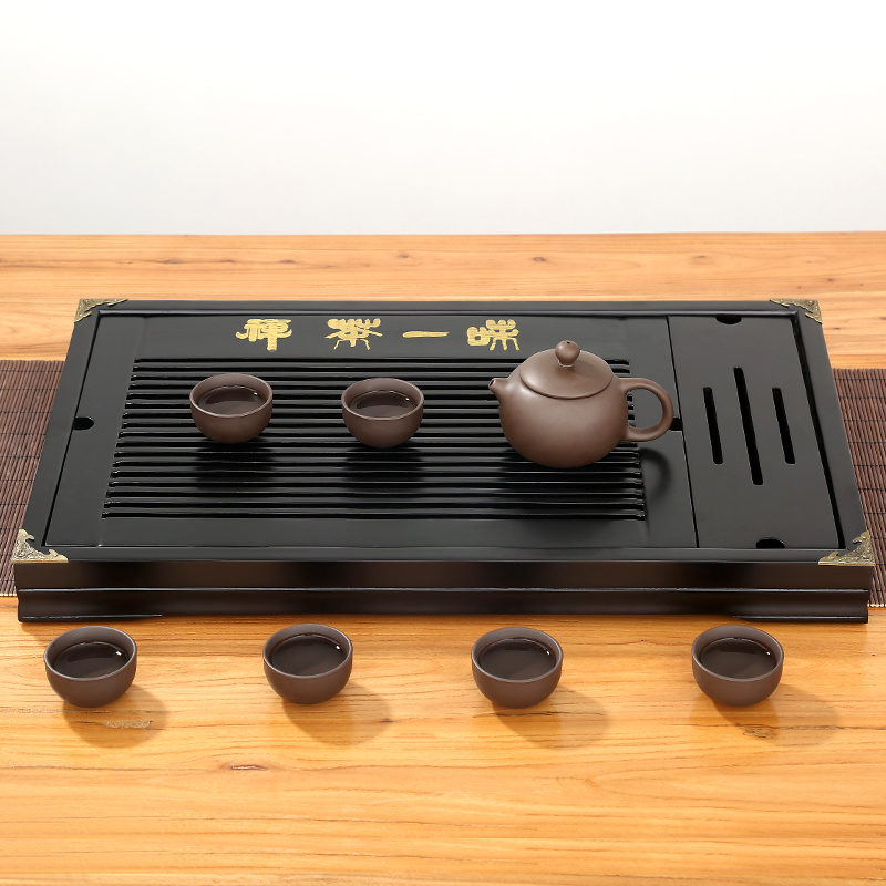 常生源 茶盘实木柯木简约平板茶台茶托大号储水功夫茶具 禅茶一味茶盘