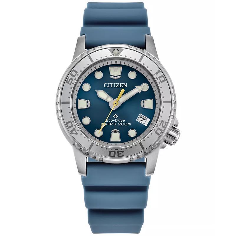 西铁城(CITIZEN)女士石英防水运动手表蓝盘钢带36.5mm耐用时尚多功能