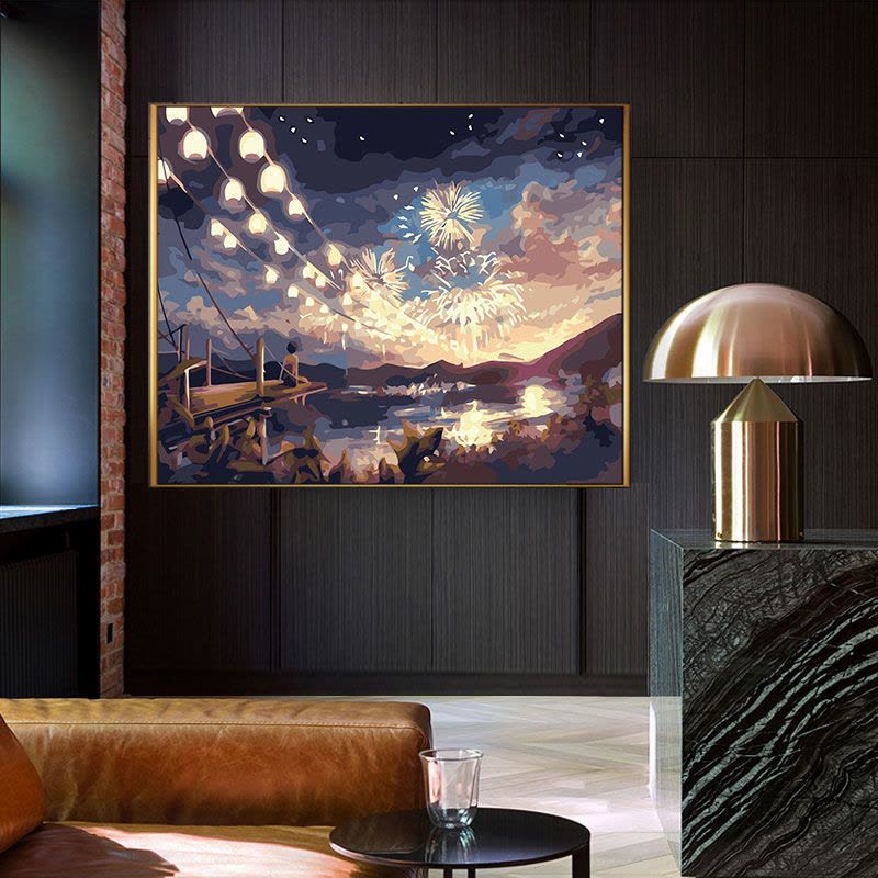 烟火季节 70*90带内框2.5cm厚 diy数字油画客厅风景动物花卉动漫人物填色手绘油彩画装饰画图片