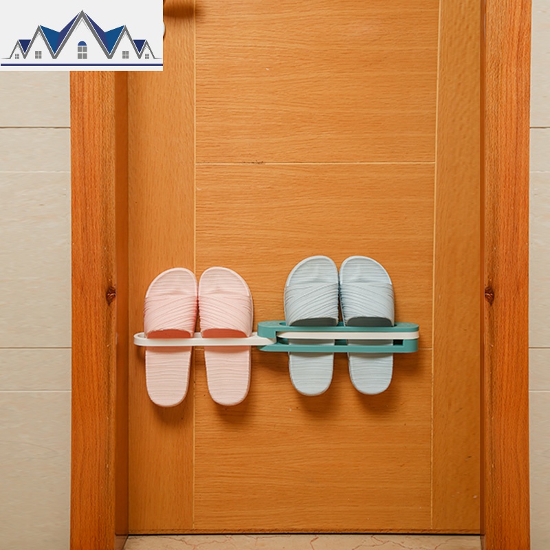 可折叠免打孔拖鞋架浴室三合一壁挂式抖音鞋架叠4孔挂粘贴免打孔_106高清大图
