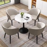 中意贝田 BT-QTZ9023 洽谈桌椅组合岩板茶几接待会客桌椅餐厅桌椅 60*60cm 灰色_一桌四椅
