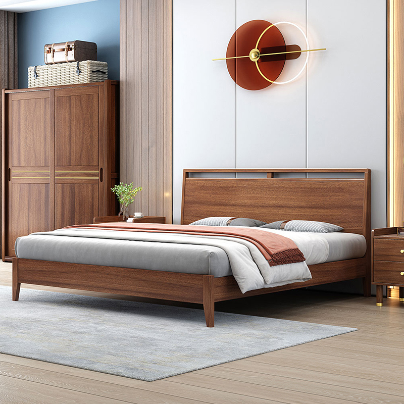 禧漫屋 床 新中式轻奢胡桃木床实木床双人床1.8米床1.