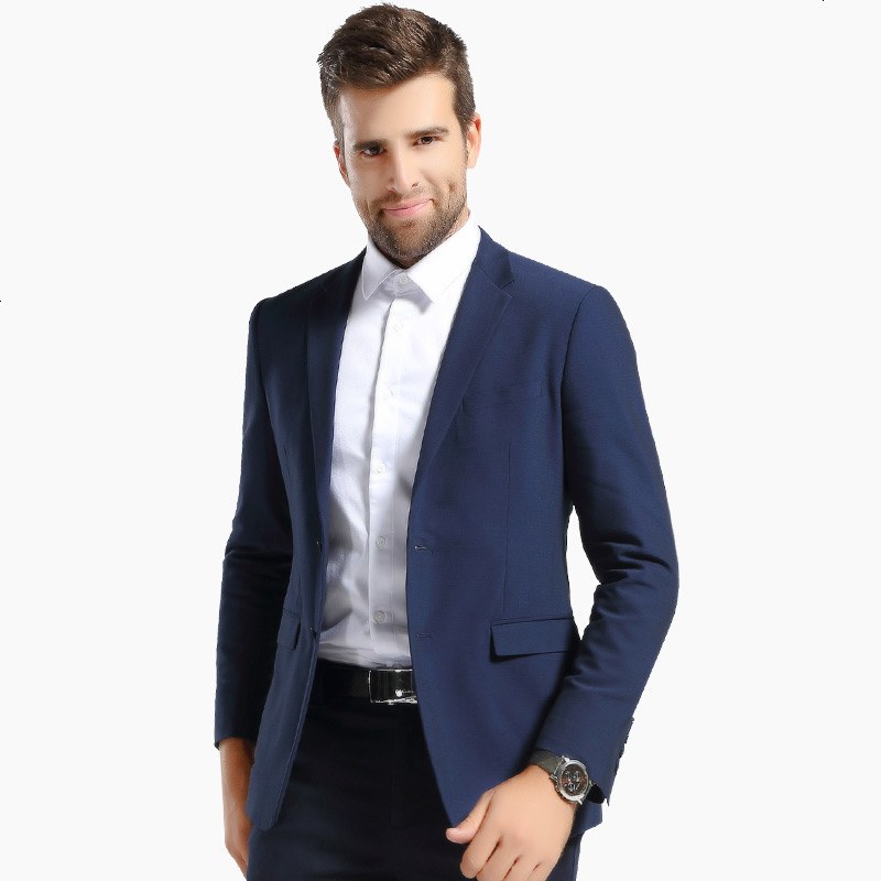 圣得西小西装男外套深蓝色青年男士单西上衣商务休闲西服外套