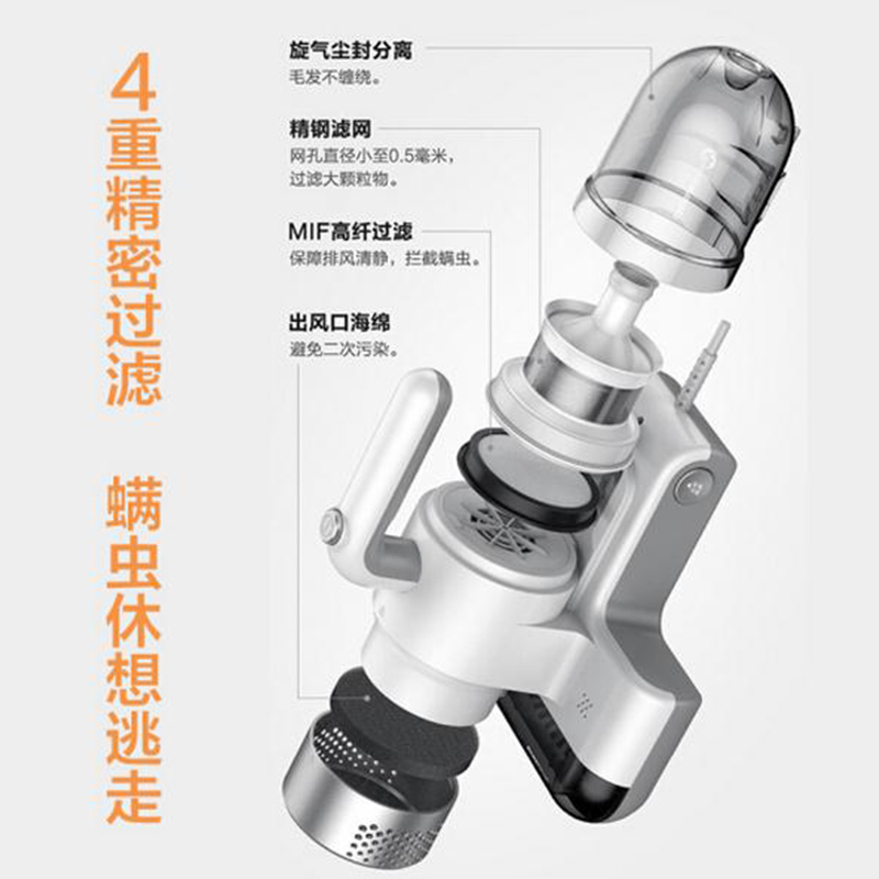 美的 (Midea) 除螨仪MC3 高频拍打 大吸力 紫外线UV灯 家用沙发床铺有线除螨吸尘器