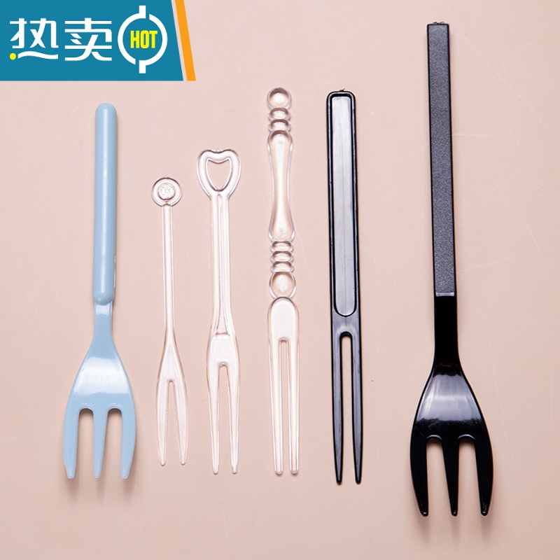 敬平 塑料叉月饼叉水果刺两齿三齿竹节果叉透明果叉果签 杏心叉独立包装400支-长8.5cm高清大图