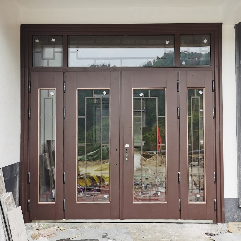 古达定制别墅大门双开门农村庭院入户大门乡村家用中式仿铜门锌合金进