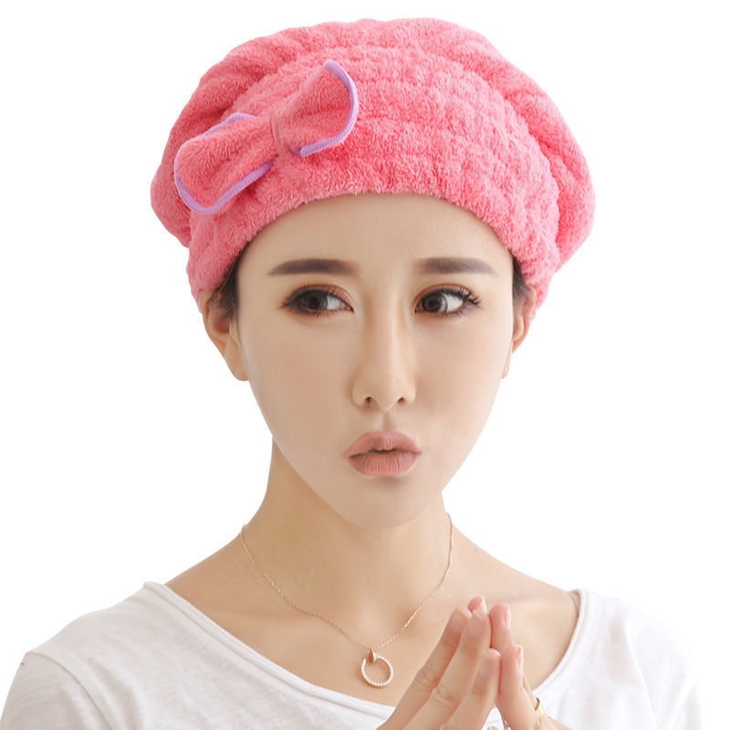 [加速吸水 干发]珊瑚绒干发帽吸水速干加厚女包头巾浴帽 三维工匠 玫红+黄色(送浴球)高清大图