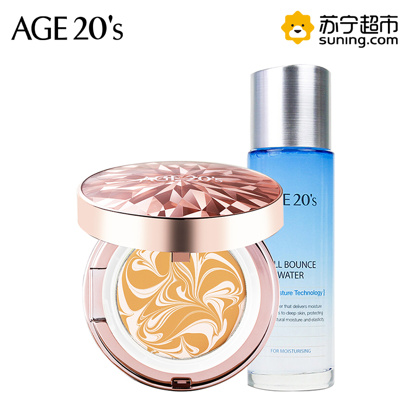 爱敬爱纪二十之(Aekyung Age 20’s)水润焕颜粉饼21号亮肤色(钻石粉盒)+ 爱敬赋活爽肤水