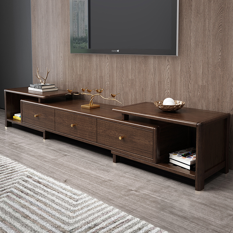 新中式实木沙发胡桃木轻奢冬夏两用小户型客厅家具u型123组合沙发定制