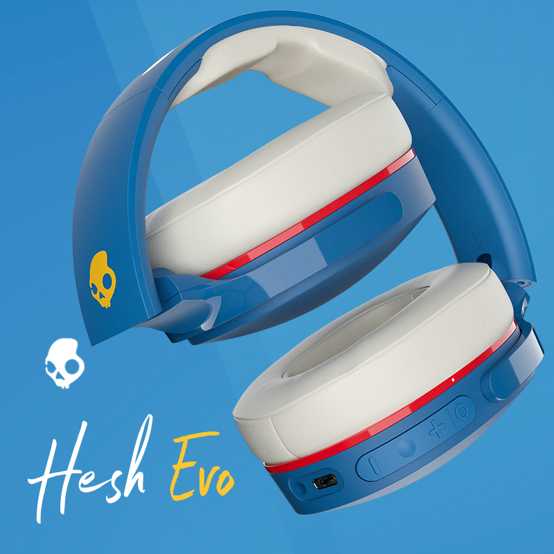 斯酷凯蒂(Skullcandy) Hesh Evo头戴式无线蓝牙耳机快充 游戏音乐华为小米苹果手机通用 92蓝