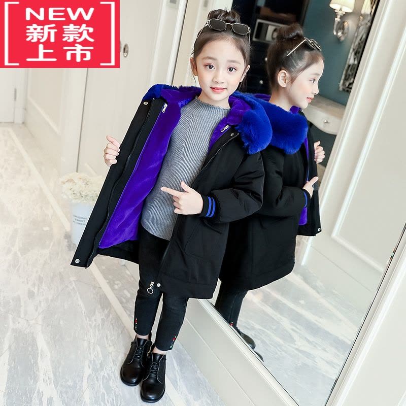 可莉允女童棉服冬装2022新款洋气中长款羽绒儿童女孩女大童冬季派克外套图片