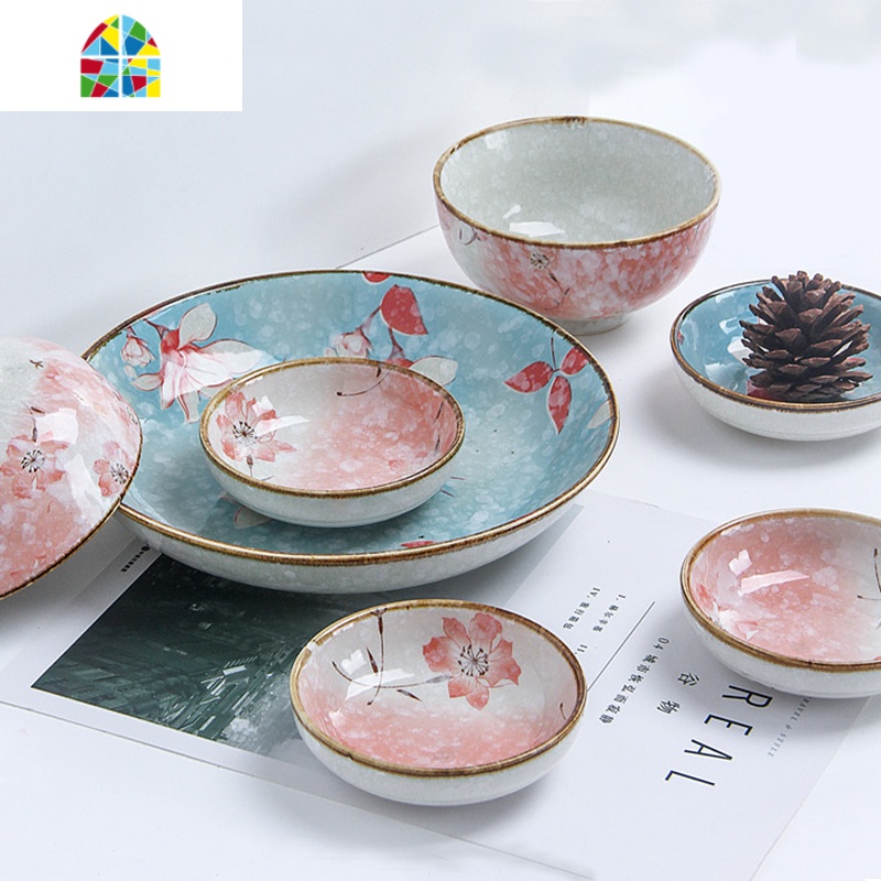 碗碟套装家用吃饭碗盘子组合日式简约樱花面汤碗景德镇陶瓷器餐具 FENGHOU 漫舞雪樱7英寸面碗高清大图