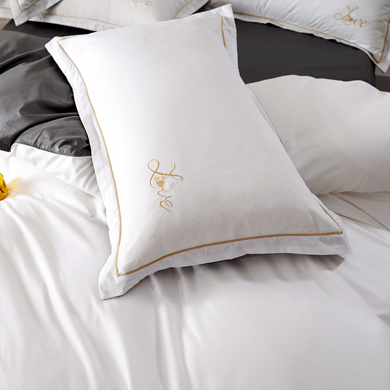 美帮汇北欧轻奢磨毛四件套 民宿酒店床上用品床单男简约单人被罩 白高清大图