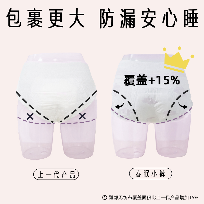 她研社春眠小裤超长夜用裤型卫生巾安睡裤XL码10条(130-180斤)高清大图