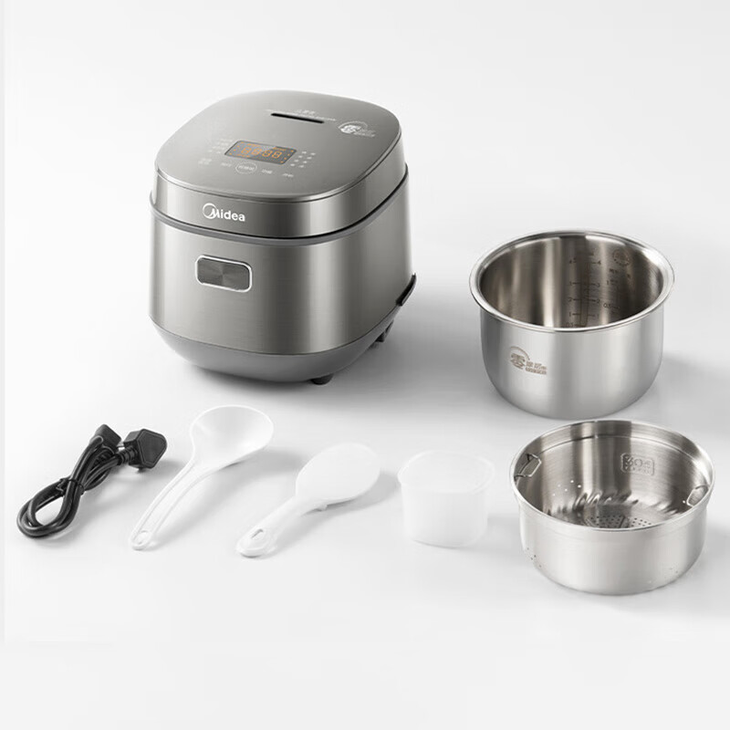 美的(Midea)1不锈钢内胆家用2升1-3人多功能健康沥电饭煲-米汤分离智能预约MB-AFB2022LS-2L