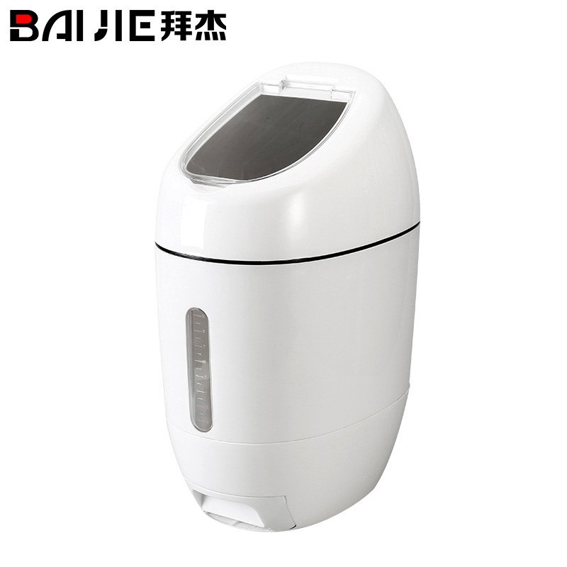 拜杰（Baijie）米桶家用米缸厨房储米箱大米面粉面桶米粉盒10公斤拉抽式自动计量装米桶防尘防潮 白色米桶 20斤装