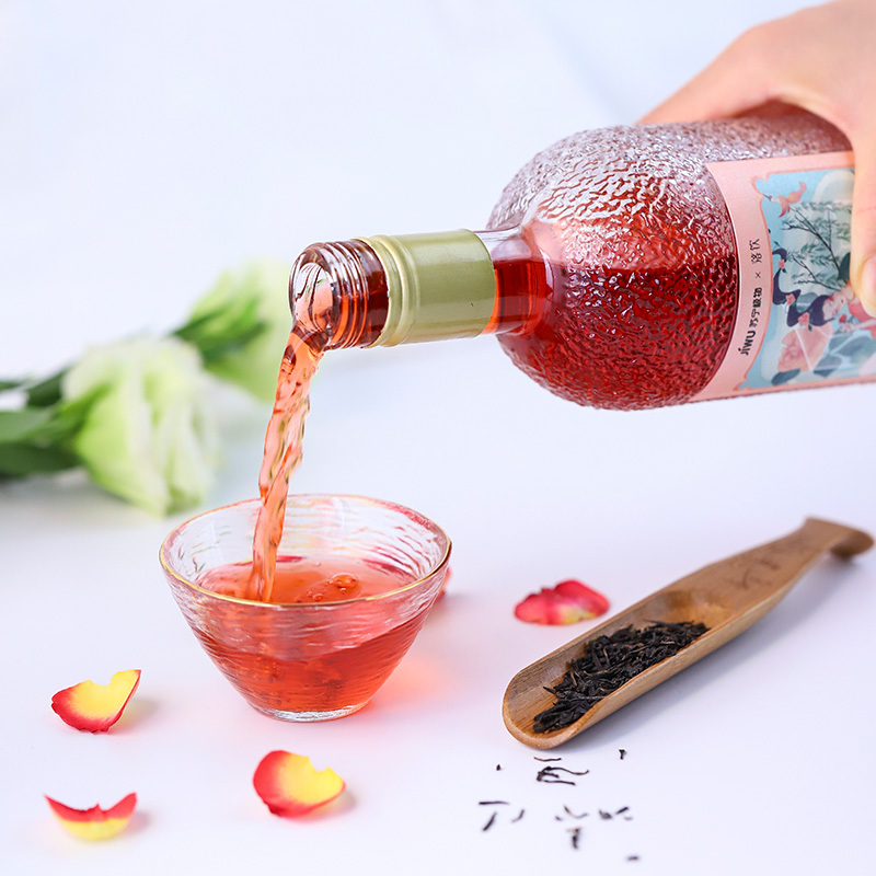 苏宁极物*落饮滇红玫瑰微醺低度果酒预调酒洋酒高颜值垂纹瓶12度500ml单瓶装女生晚安微醺酒