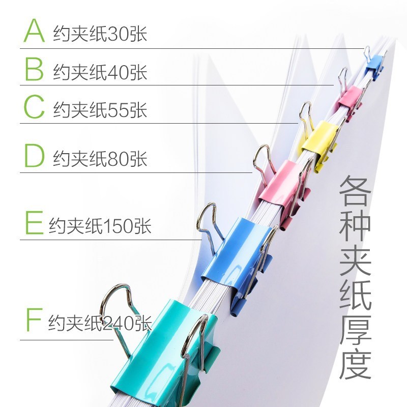 正彩 (ZNCI)2606金属长尾夹/票据夹/燕尾夹/彩夹/黑色铁夹子 彩色办公用品