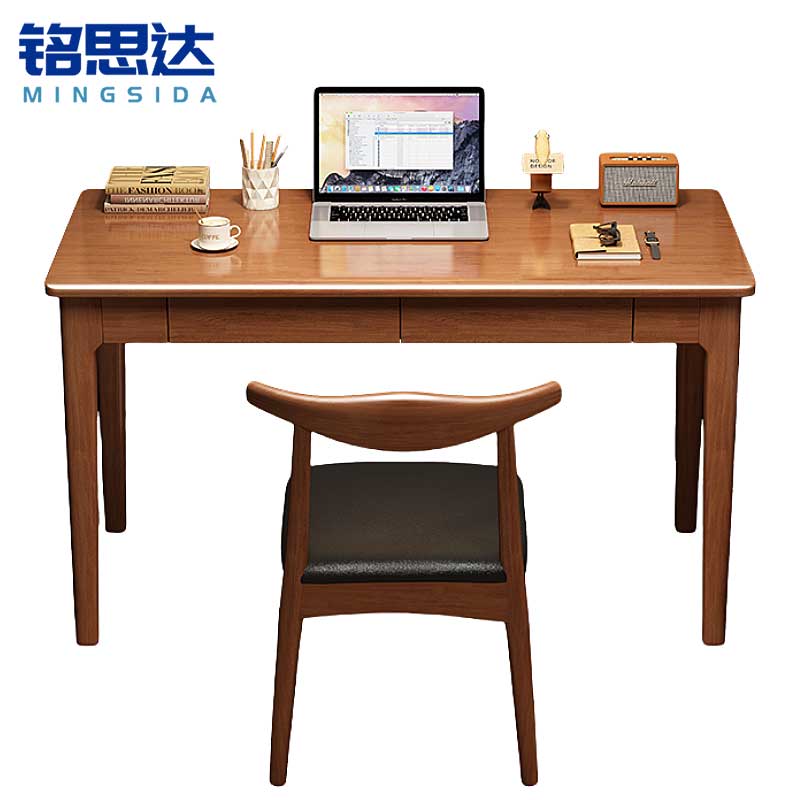 铭思达书桌 胡桃色含椅1米套