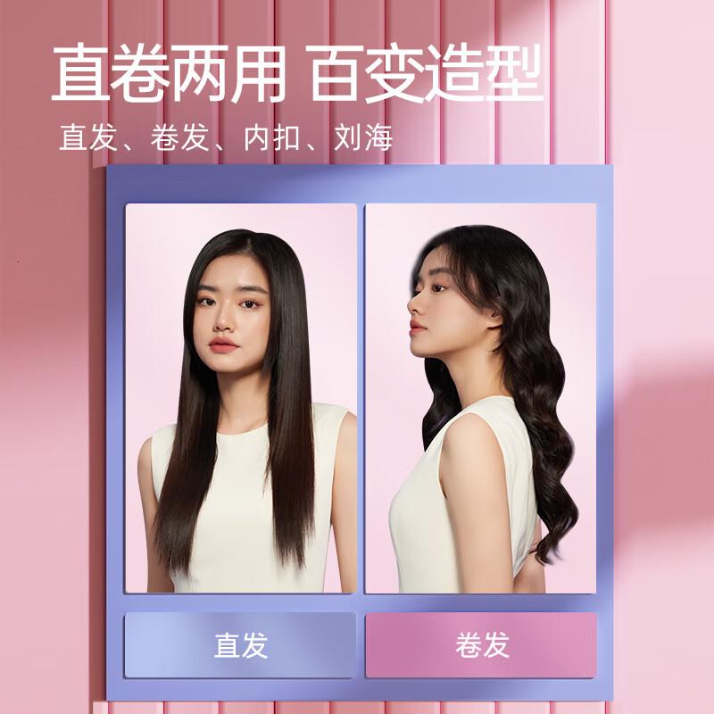 雷瓦(RIWA)卷发棒直板夹负离子卷直两用卷发棒拉直板烫发棒便携出游RB-8150浅藤紫高清大图
