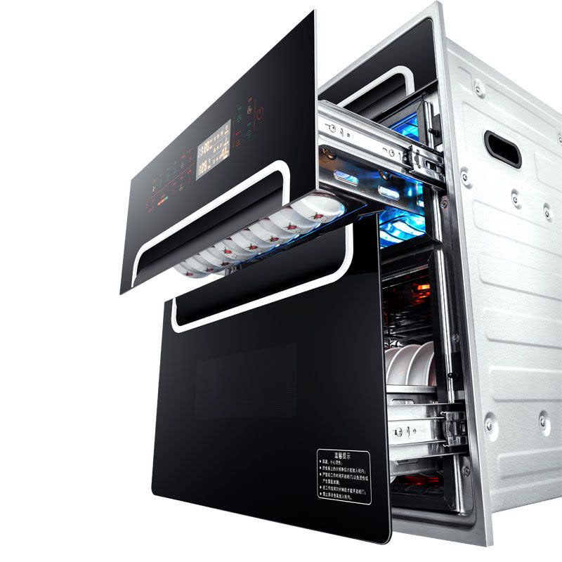 消毒柜嵌入式家用紫外线消毒碗筷柜大容量厨房镶嵌不锈钢三层高温|E10黑色蓝光屏304不锈钢碗架图片