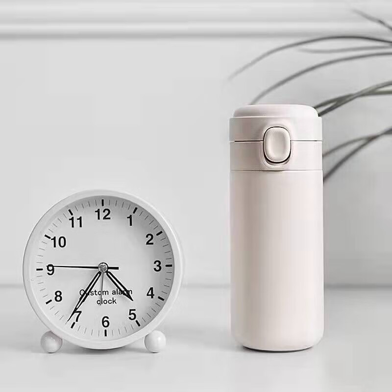 上亨(shangheng) 保温杯男女款成年人学生大容量便捷带盖喝水杯子304不锈钢豌豆杯 简约美[350ML水墨黑]高清大图