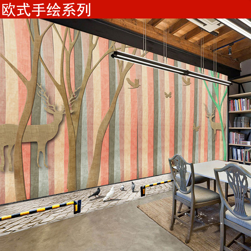 欧式美式无缝定制壁画电视背景墙纸艺术简约复古壁纸卧室客厅墙布壹德壹