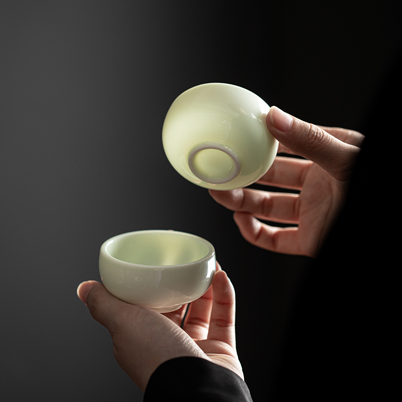 苏氏陶瓷(SUSHI CERAMICS)功夫茶杯 翡翠玉个人杯羊脂玉主人杯品茗杯6个装