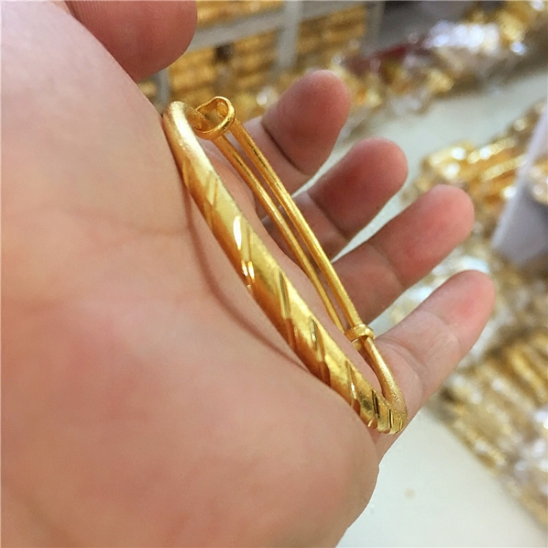 包邮韩版饰品流行首饰女款沙金时尚手链镯子金色磨砂推拉手镯送女朋友老婆生日礼物送女朋友七夕情人节礼物