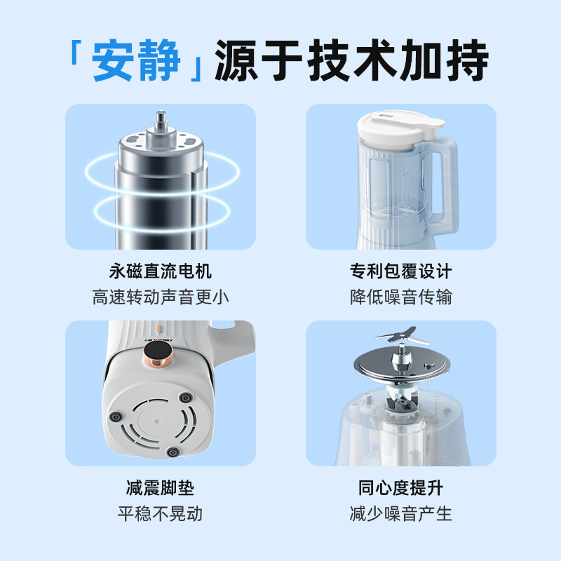 蓝宝破壁料理机白色双杯款料理机