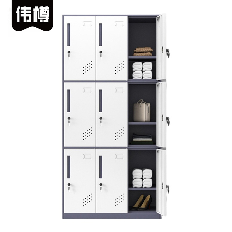 伟樽钢制更衣柜灰白套色9门加隔板900*400*1850mm台高清大图