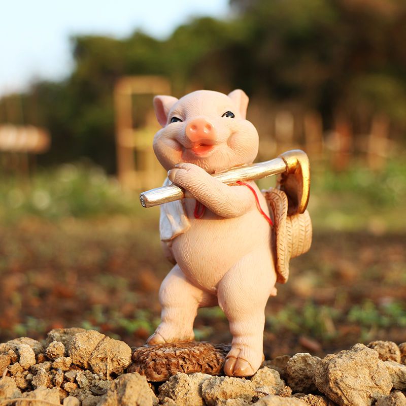 农场可爱小猪动物摆件户外小花园庭院假山造景室内阳台露台装饰品搬砖