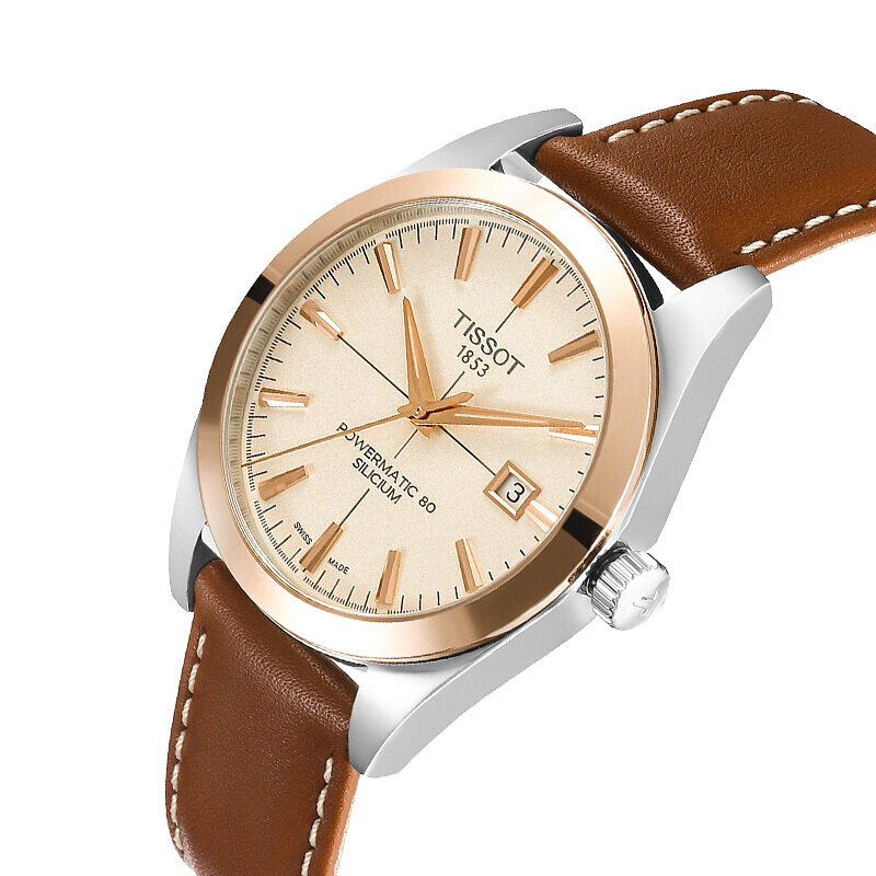 天梭(tissot)瑞士手表 绅士系列 时尚商务 皮带机械表男表t927.407.