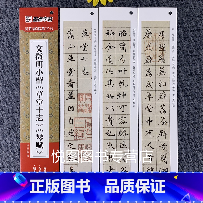 文征明小楷《草堂十志》《琴赋》 【正版】墨点近距离临摹字卡小楷灵飞经墨迹版赵孟俯小楷道德经汲黯传文征明落花诗千字文草堂十